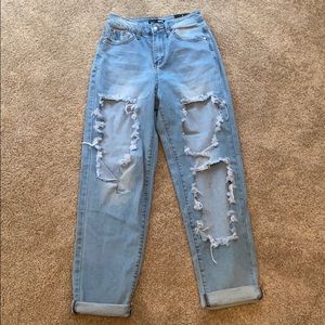 Fashion Nova Hole In My Heart Distressed BF Jeans